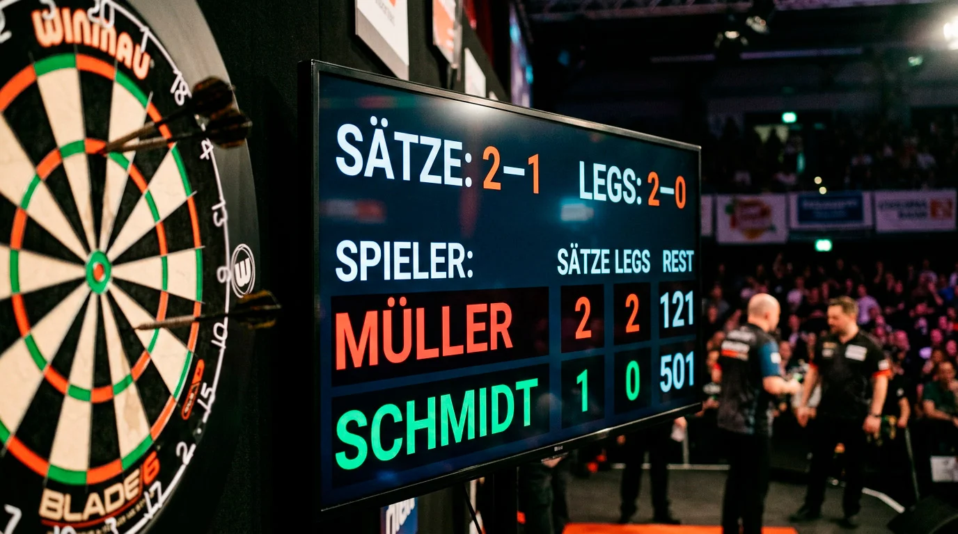 Darts WM Turniermodus mit Sets und Legs Struktur