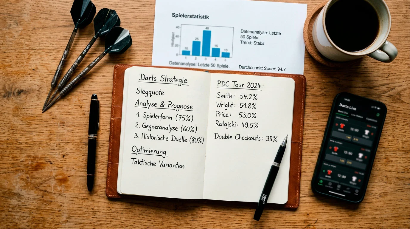 Wettstrategie-Planung mit Notizbuch und Statistiken